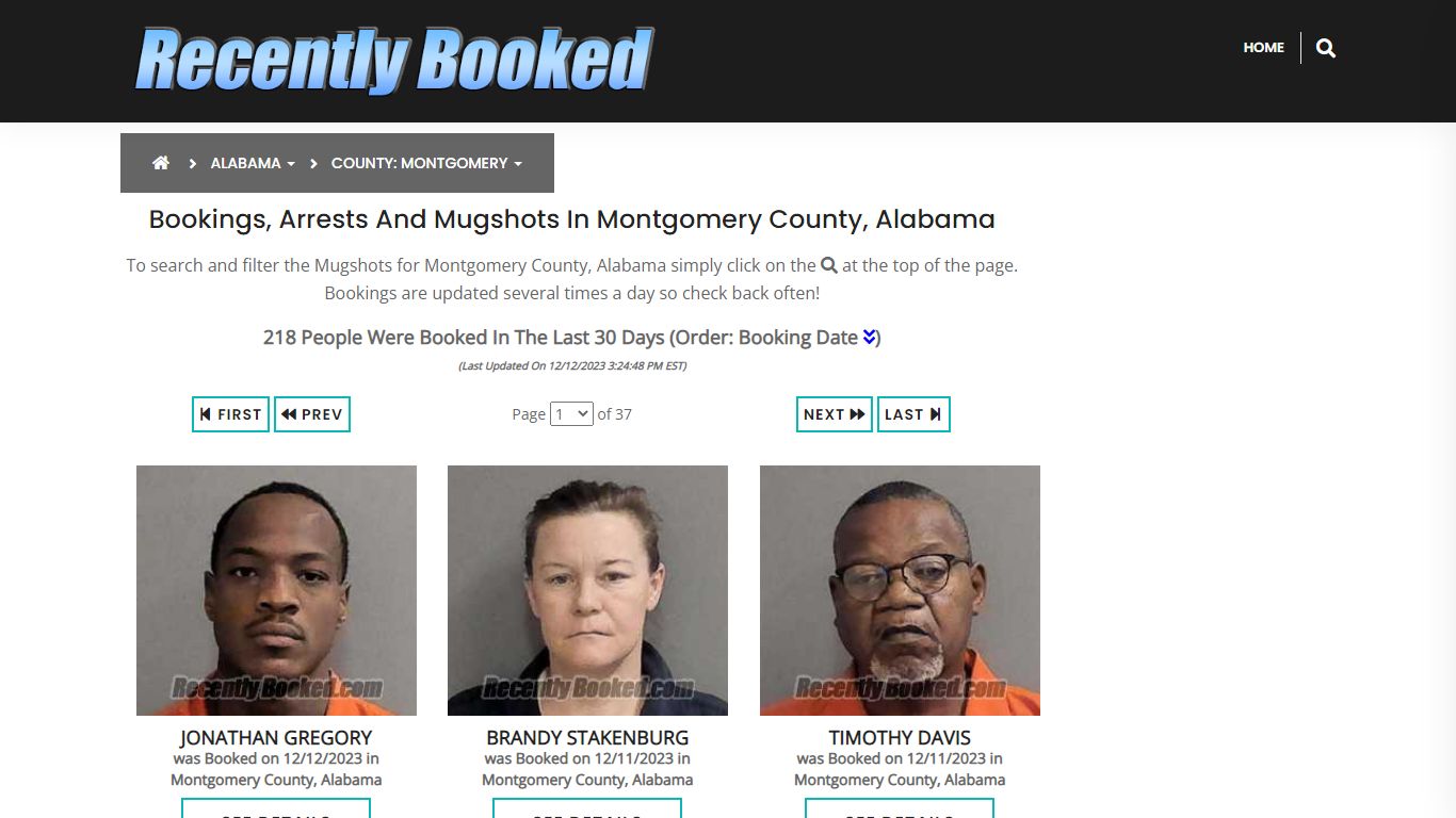 Recent bookings, Arrests, Mugshots in Montgomery County, Alabama